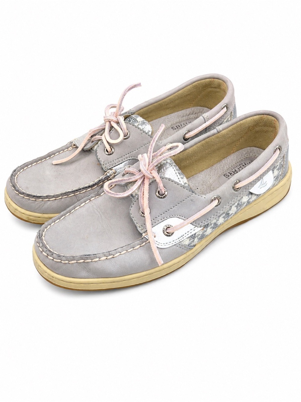 Sperry Angelfish Boat Shoes 7.5 Gray Silver Coastal Prep‎ Nautical Chic Trend